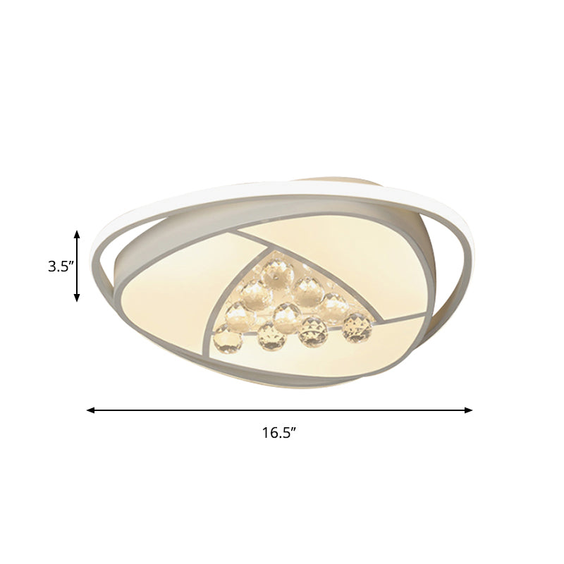 Lámpara empotrada triangular para dormitorio, acrílico y cristal transparente, lámpara de techo blanca moderna LED de 16,5 "/20,5" de ancho, luz blanca/cálida