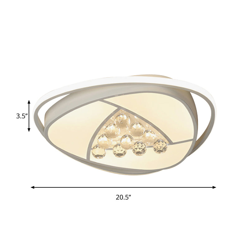 Lámpara empotrada triangular para dormitorio, acrílico y cristal transparente, lámpara de techo blanca moderna LED de 16,5 "/20,5" de ancho, luz blanca/cálida