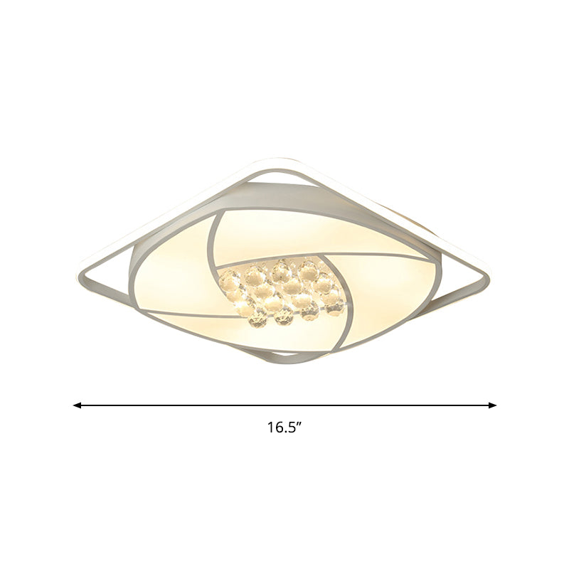 Lámpara empotrada cuadrada de 16,5 "/20,5" de ancho, acrílico modernista y cristal transparente, lámpara LED de montaje empotrado blanca, luz blanca/cálida