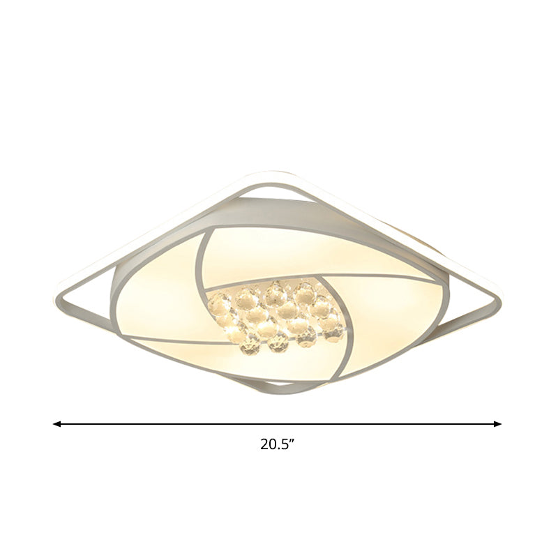 Lámpara empotrada cuadrada de 16,5 "/20,5" de ancho, acrílico modernista y cristal transparente, lámpara LED de montaje empotrado blanca, luz blanca/cálida