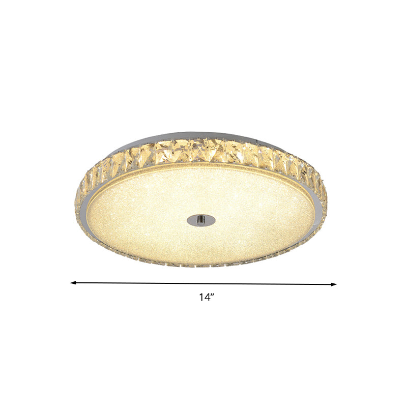 Lámpara de montaje a ras de dormitorio redonda cristal de estilo moderno 14 "/23,5" /31,5 " W LED de color de techo de color de cromo