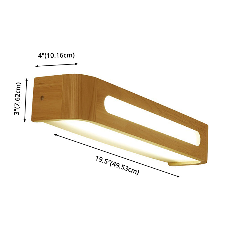 Rectangular Vanity Wall Light Fixtures Nordic Minimalist Style Wood Single Vanity Light