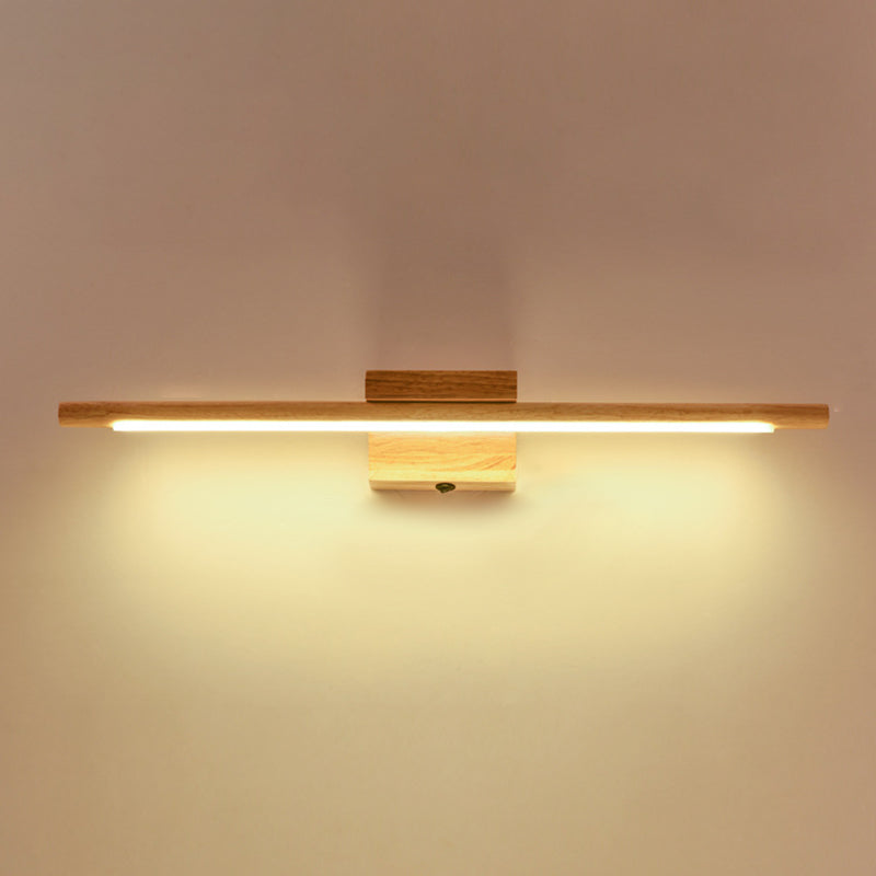 Luz de pared de tocador lineal Luz de tocador de madera de estilo minimalista moderno