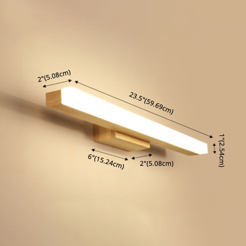 Rectangular Vanity Wall Light Nordic Minimalist Style Wood Single Vanity Light