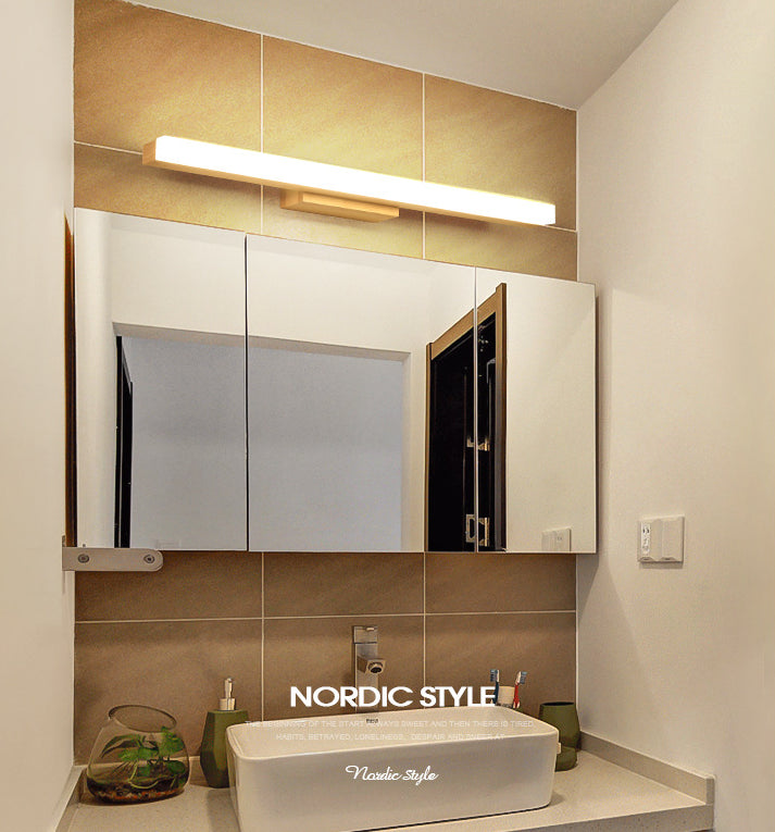 Rectangular Vanity Wall Light Nordic Minimalist Style Wood Single Vanity Light