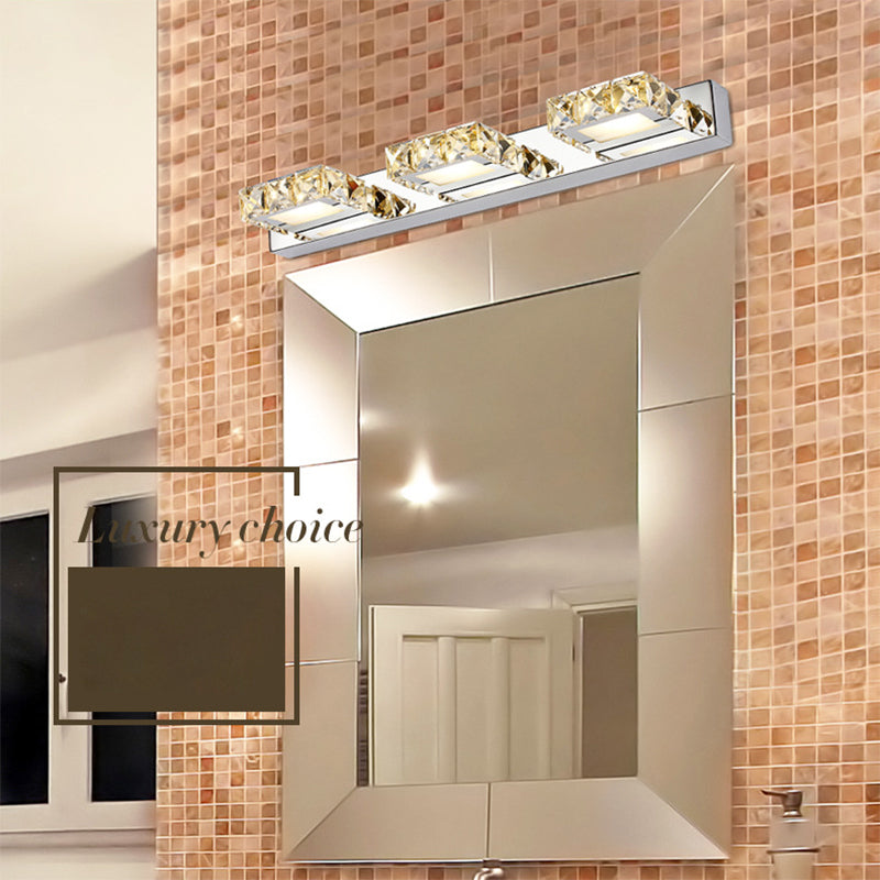 Circle Vanity Wall Light Fixtures Modern Minimalist Style Crystal Vanity Light