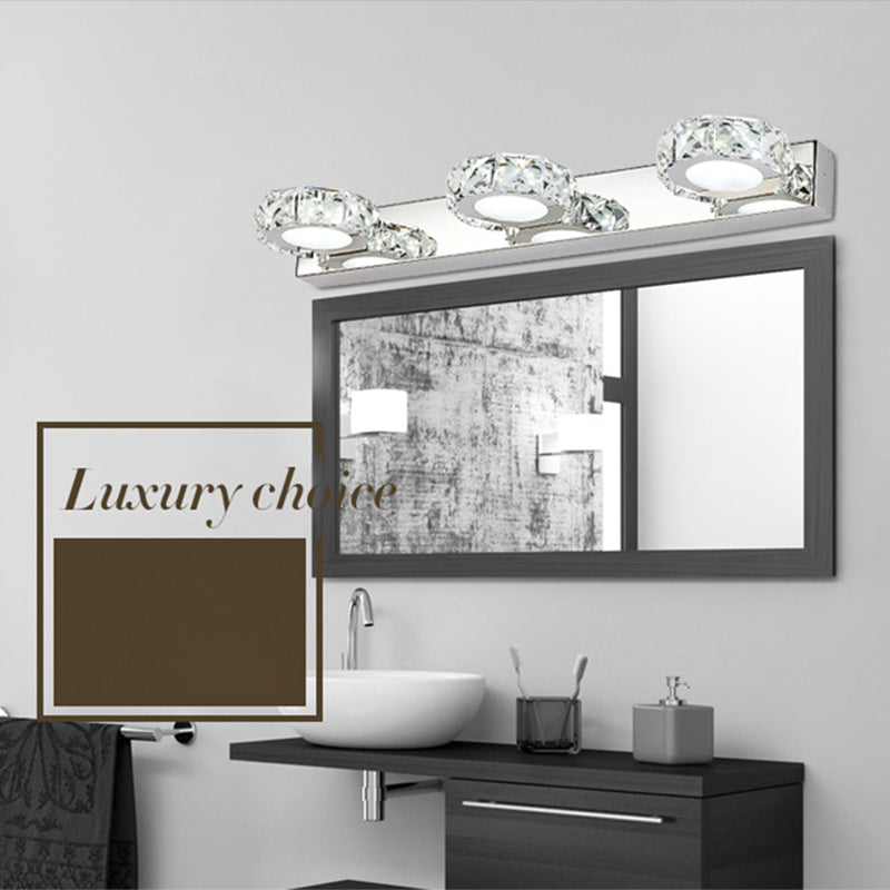 Circle Vanity Wall Light Fixtures Modern Minimalist Style Crystal Vanity Light