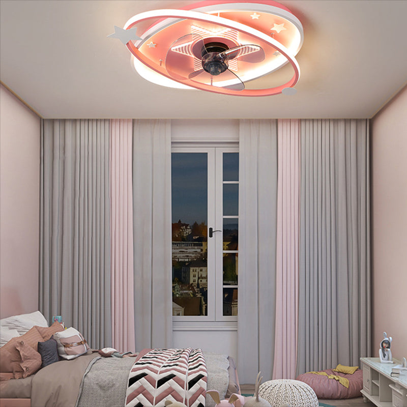 Nordic Metal Flush Mount Plafond Éclairage Éclairage Saturn Spotlight Mount avec ventilateur pour chambre à coucher