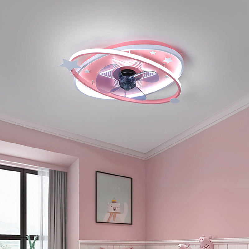 Nordic Metal Flush Mount Plafond Éclairage Éclairage Saturn Spotlight Mount avec ventilateur pour chambre à coucher