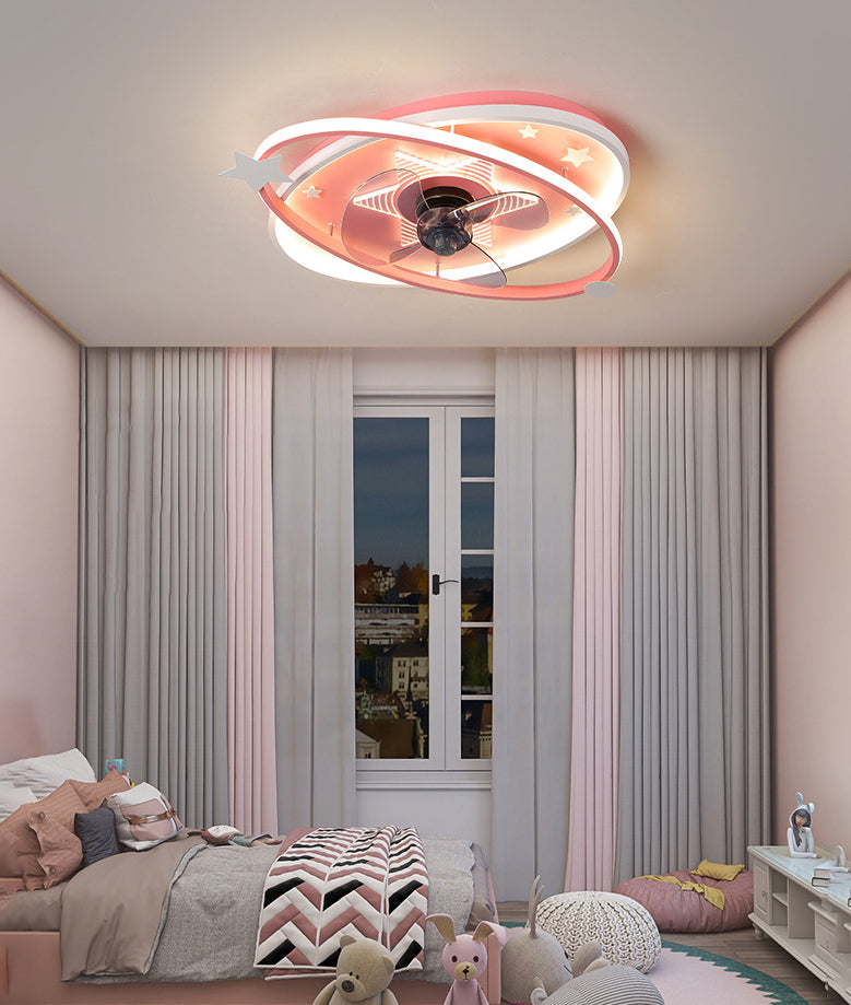 Nordic Metal Flush Mount Plafond Éclairage Éclairage Saturn Spotlight Mount avec ventilateur pour chambre à coucher