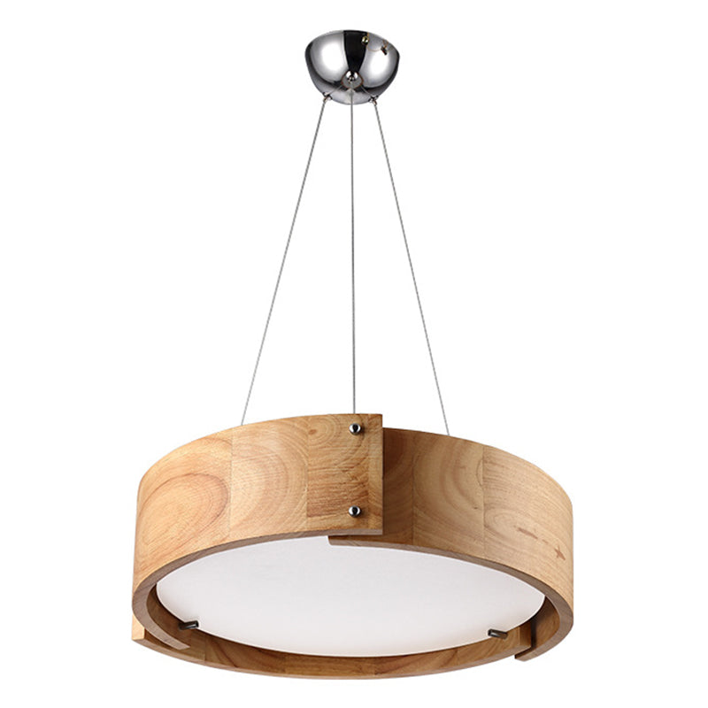 Bois naturel 1 lumière suspendue moderne modern tambour pendant plafonnier pour restaurant