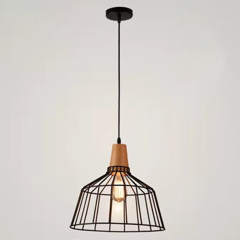 Black Metal 1 Light Light Light Light Industrial Retro Retro Cage Hanging Lamp per ristorante