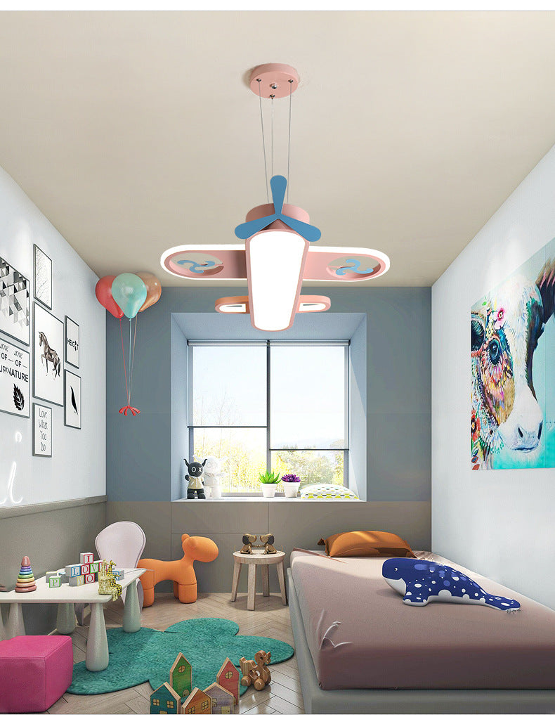 Cartoon Creative Personality Ceiling Pendant Light Metal Aircraft LED Hanging Light for Children Bedroom