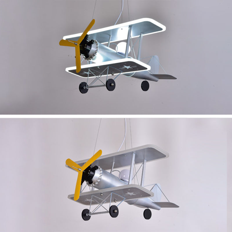 Cartoon Creative Personality Ceiling Pendant Light Metal Aircraft LED Hanging Light for Children Bedroom