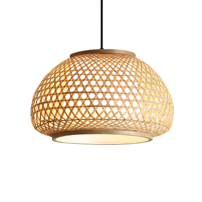 Lampe suspendue du pendentif globe avec room Shade Asia Style 1 Light suspendu au plafond Lanterne en beige