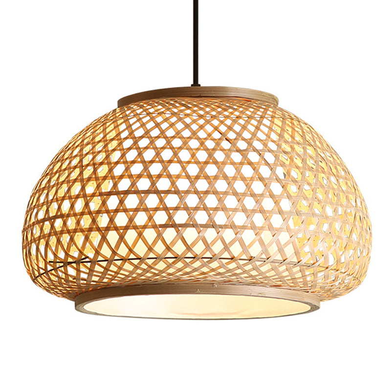 Lampe suspendue du pendentif globe avec room Shade Asia Style 1 Light suspendu au plafond Lanterne en beige