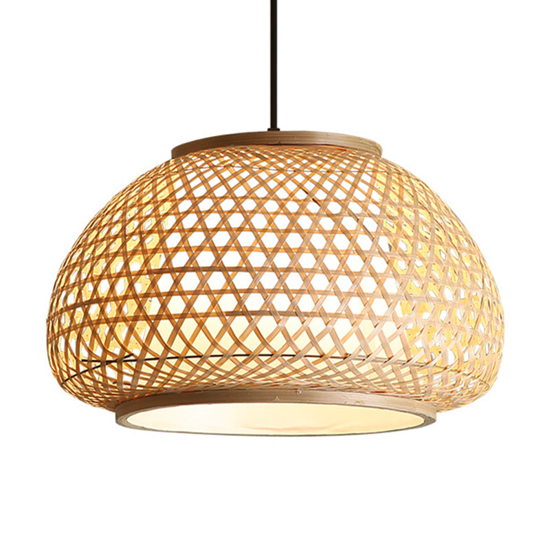 Lampe suspendue du pendentif globe avec room Shade Asia Style 1 Light suspendu au plafond Lanterne en beige