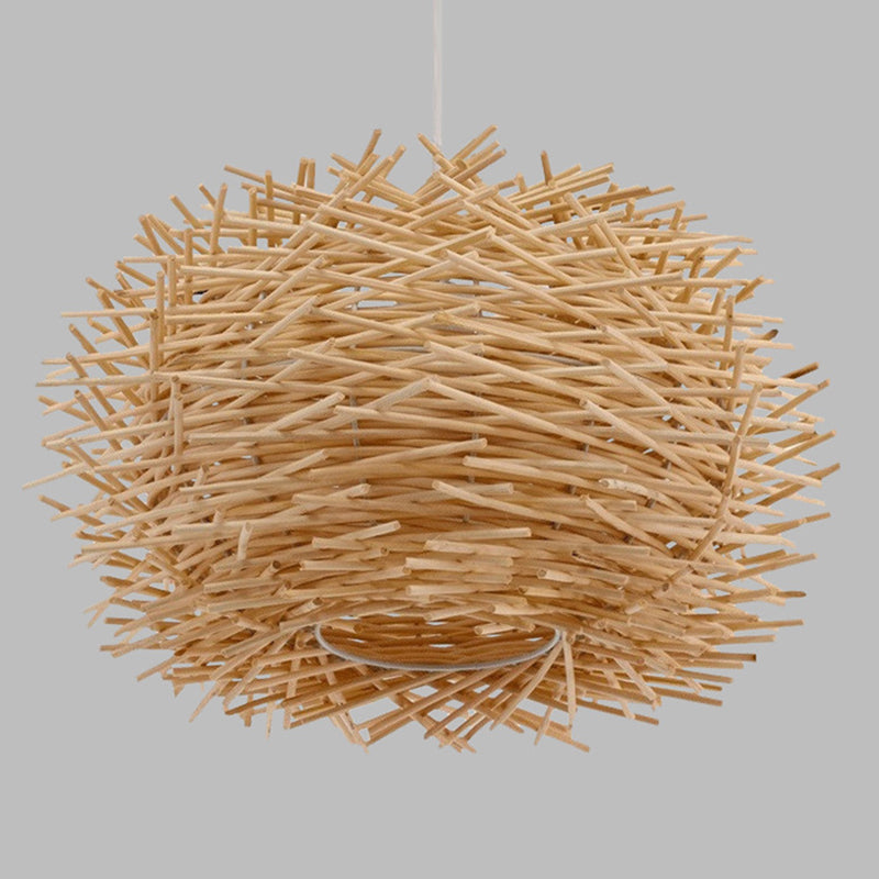 Design del nido moderno Apparecchio di illuminazione interno Rattan 1 Lampada a sospensione decorativa leggera in beige