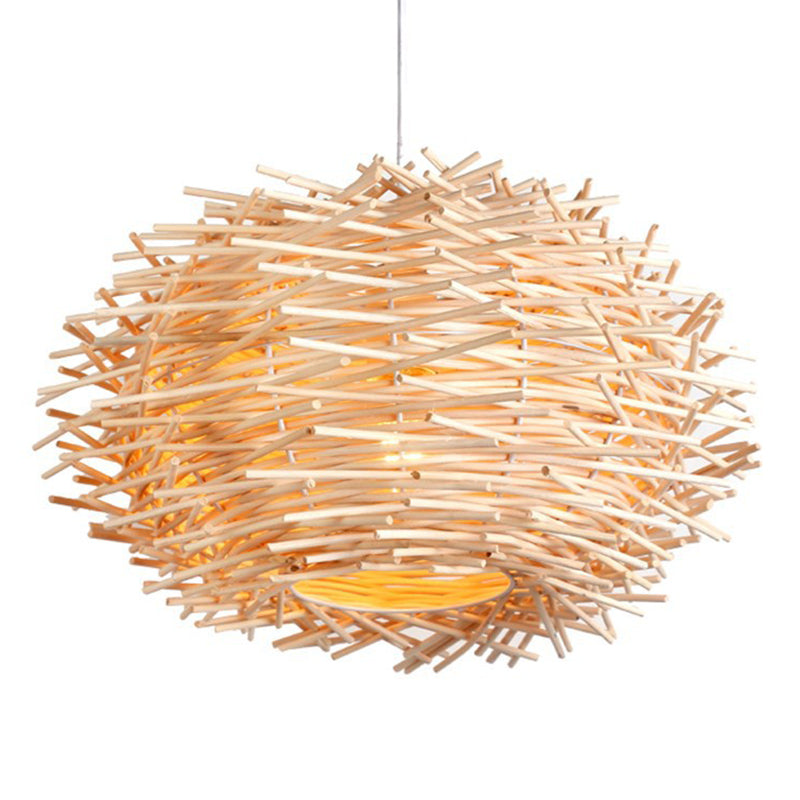 Design del nido moderno Apparecchio di illuminazione interno Rattan 1 Lampada a sospensione decorativa leggera in beige