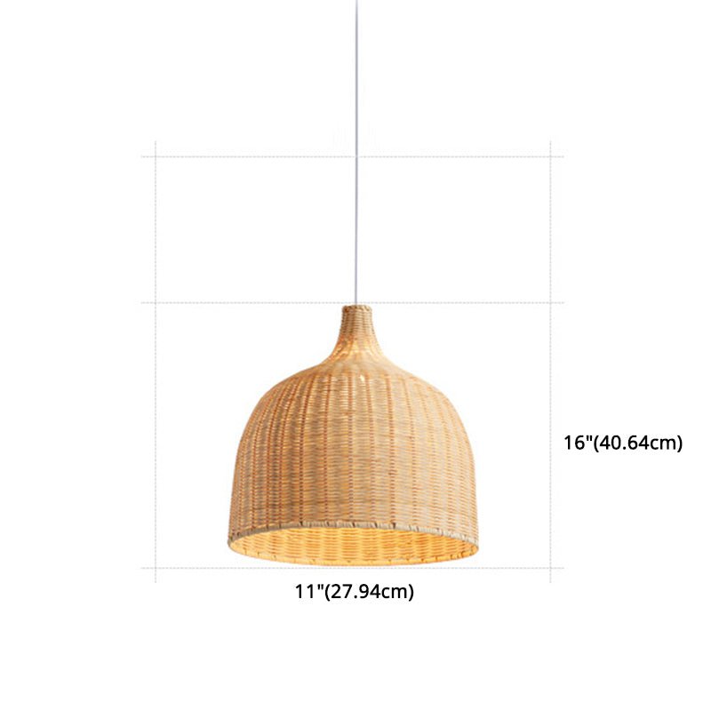 Lampada a sospensione cupola investita a mano in bambù cinese Bamboo tavolo da pranzo a bulba Luce a soffitto in beige