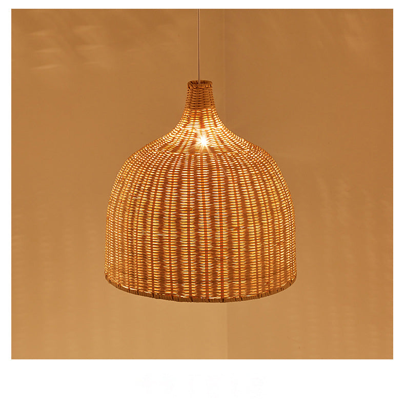 Lampada a sospensione cupola investita a mano in bambù cinese Bamboo tavolo da pranzo a bulba Luce a soffitto in beige