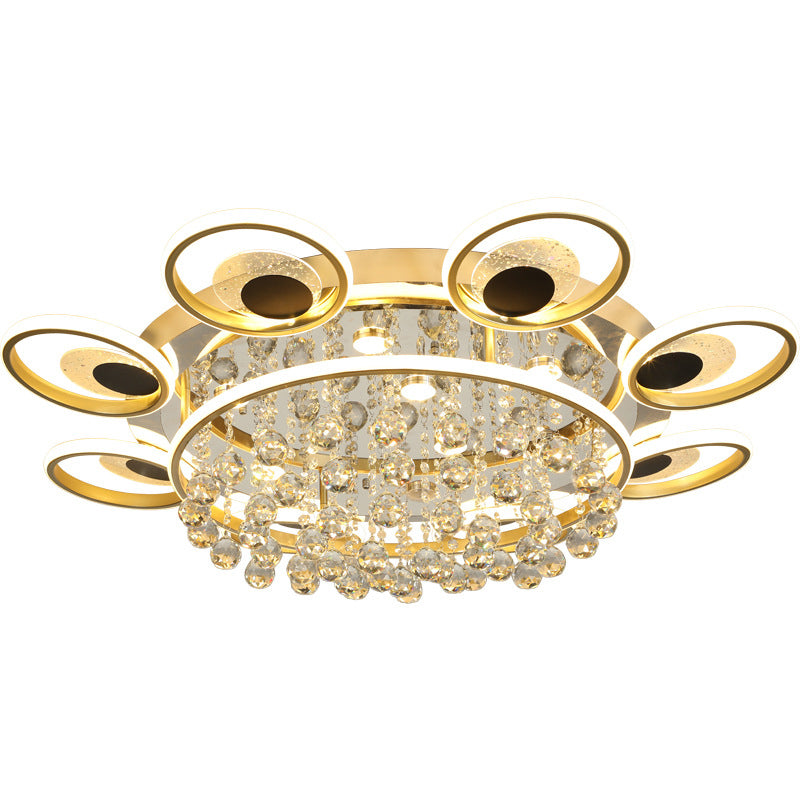 Modern Floral Flush Mount Ceiling Light Metal Sitting Room LED Semi Flush Light in Black-Gold