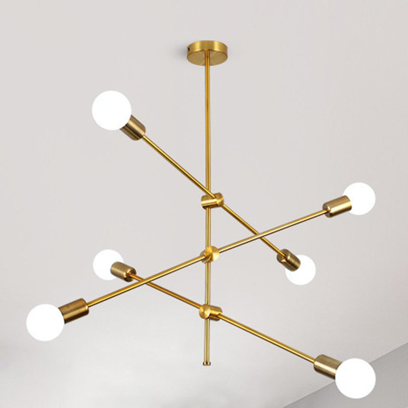 Gold 6 Light Molecular Chandelier Éclairage Sphère moderne Verre de verre suspendu Pendant Pendre pour le salon