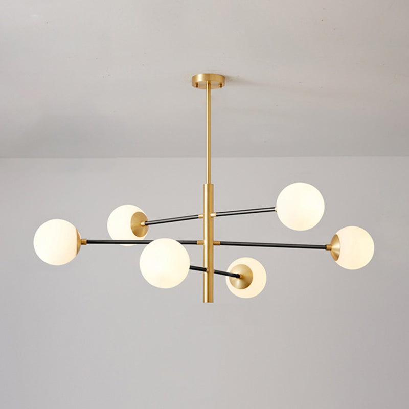 Lustre suspendu post-moderne Light Satin Opal Verre Plafond Chandelier en or pour le salon