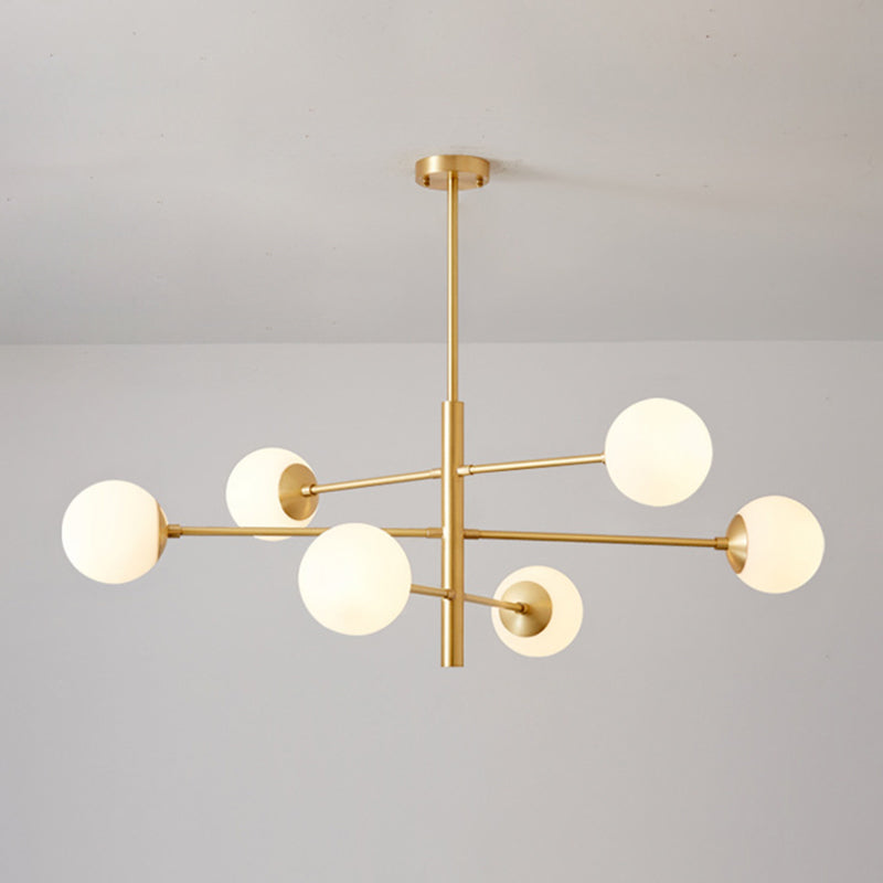 Lustre suspendu post-moderne Light Satin Opal Verre Plafond Chandelier en or pour le salon