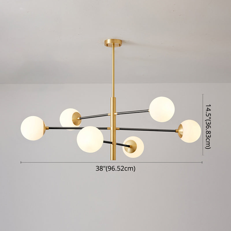 Lustre suspendu post-moderne Light Satin Opal Verre Plafond Chandelier en or pour le salon