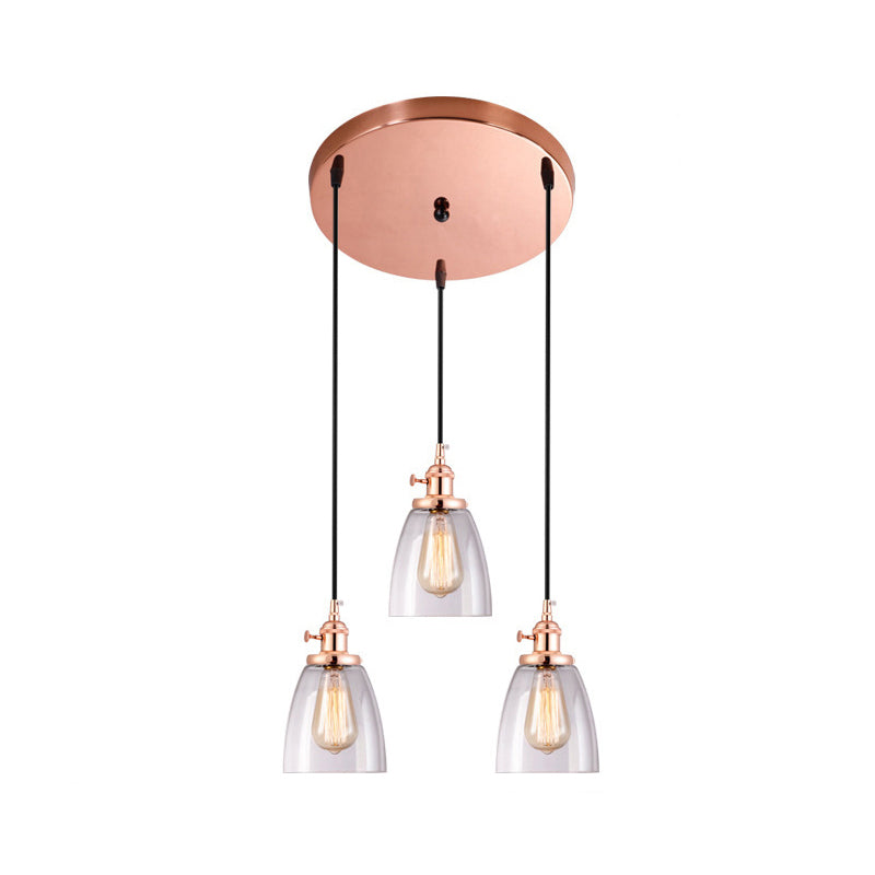 3 Lichter verjüngter Glas Anhänger Industrial Multiple Hanging Lights mit hängenden Kabel für Bar