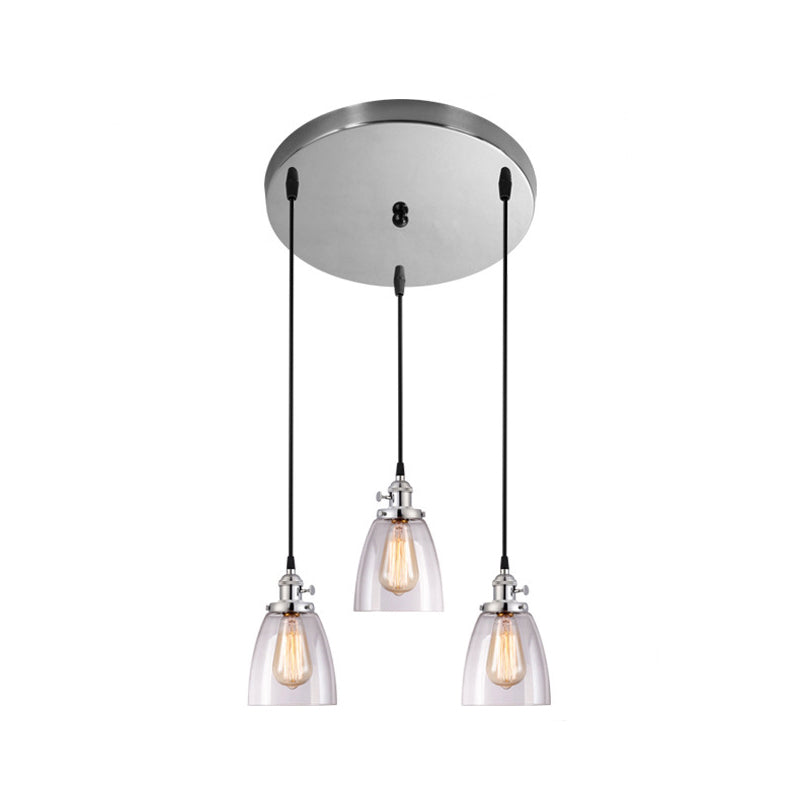 3 Lights Tapered Glass Pendant Industrial Multiple Hanging Lights with Hanging Cord for Bar