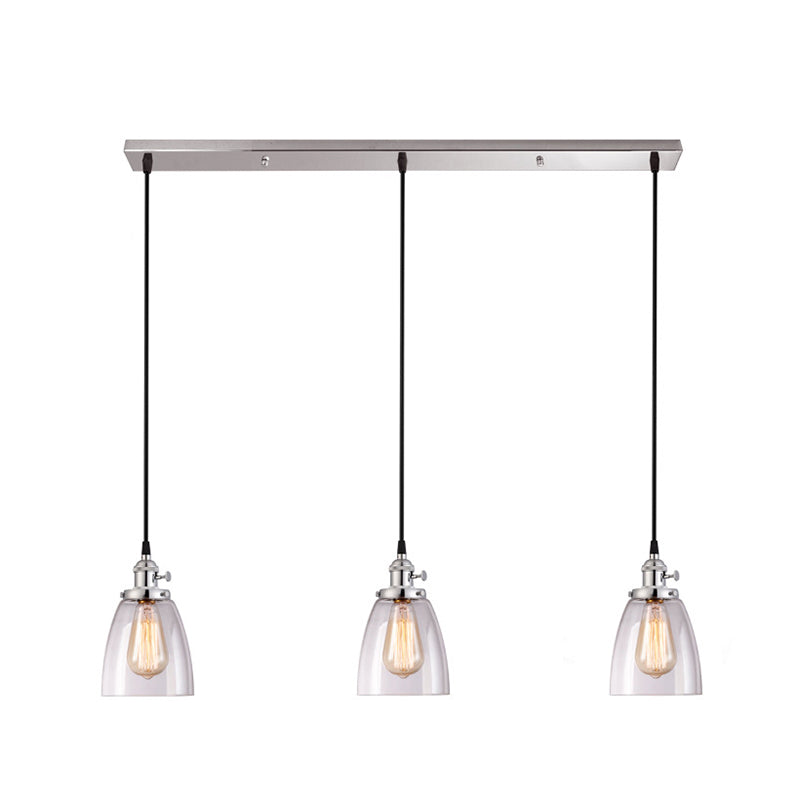 3 Lights Tapered Glass Pendant Industrial Multiple Hanging Lights with Hanging Cord for Bar