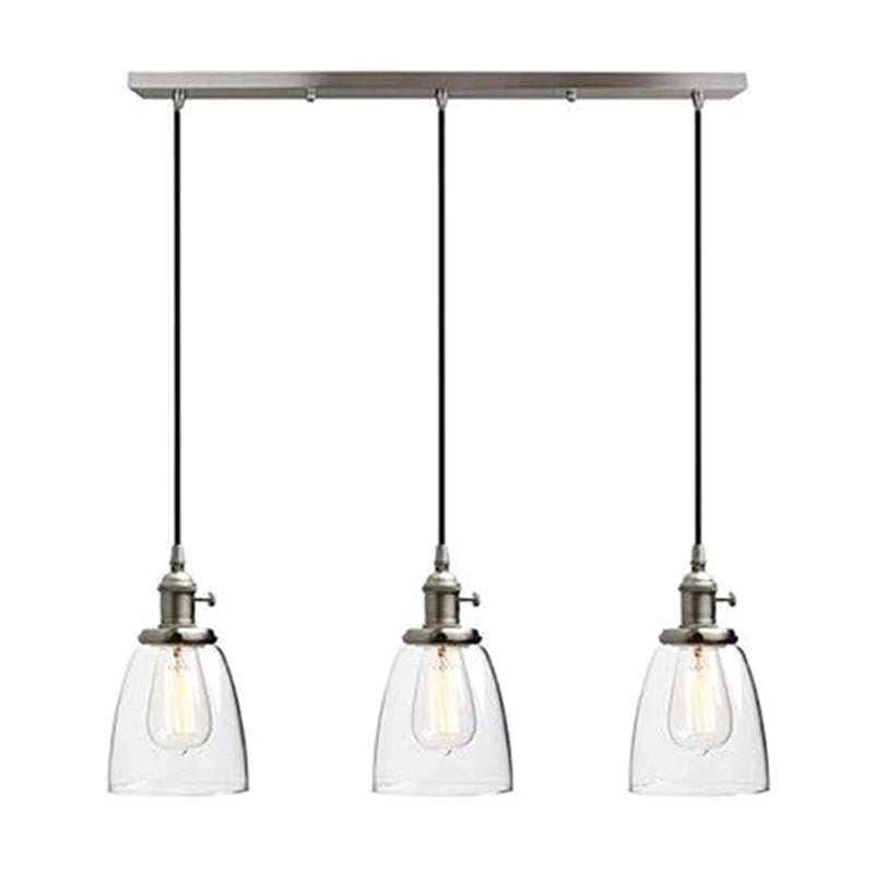 3 lumières pendantes en verre effilées industrielles multiples plusieurs lumières suspendues avec cordon suspendu pour bar