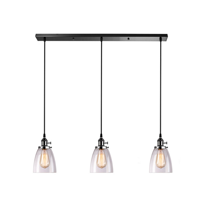 3 Lights Tapered Glass Pendant Industrial Multiple Hanging Lights with Hanging Cord for Bar