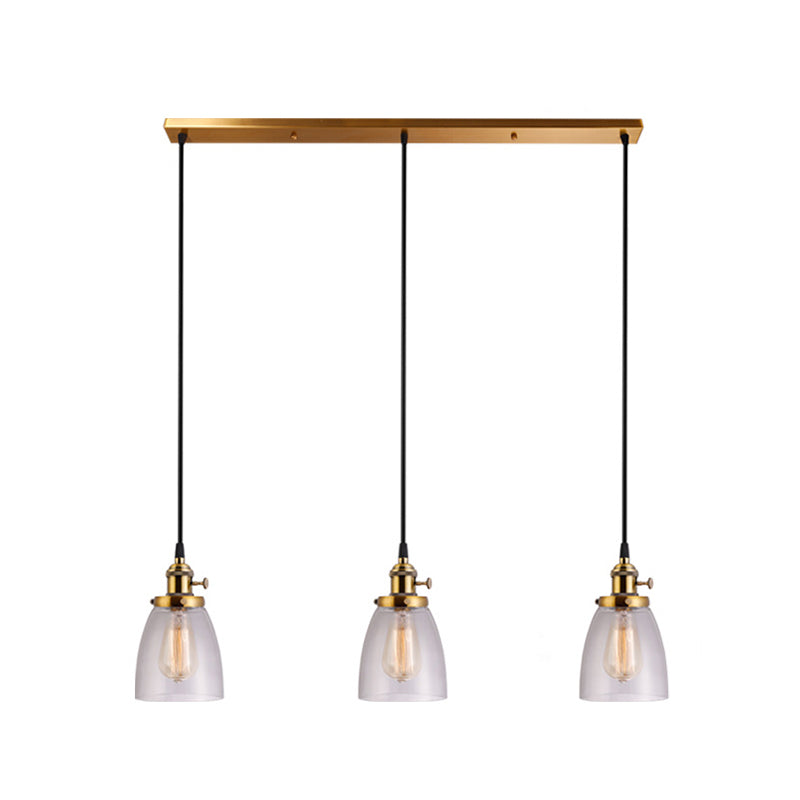 3 Lights Tapered Glass Pendant Industrial Multiple Hanging Lights with Hanging Cord for Bar