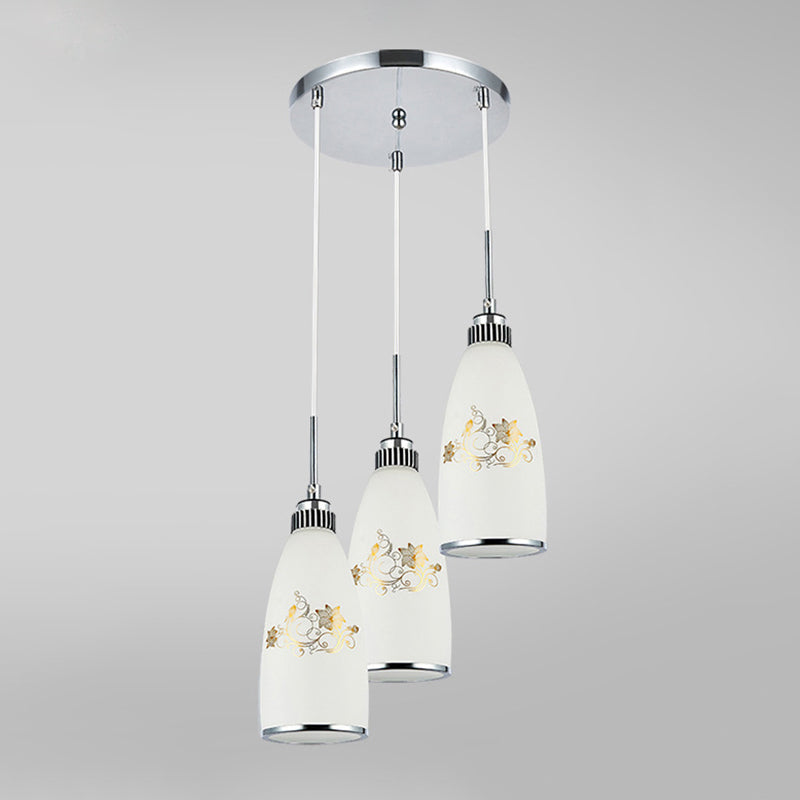 3 lumières Bouteille Multi Light Pendant Modern Simple White Glass Hanging Light pour le restaurant