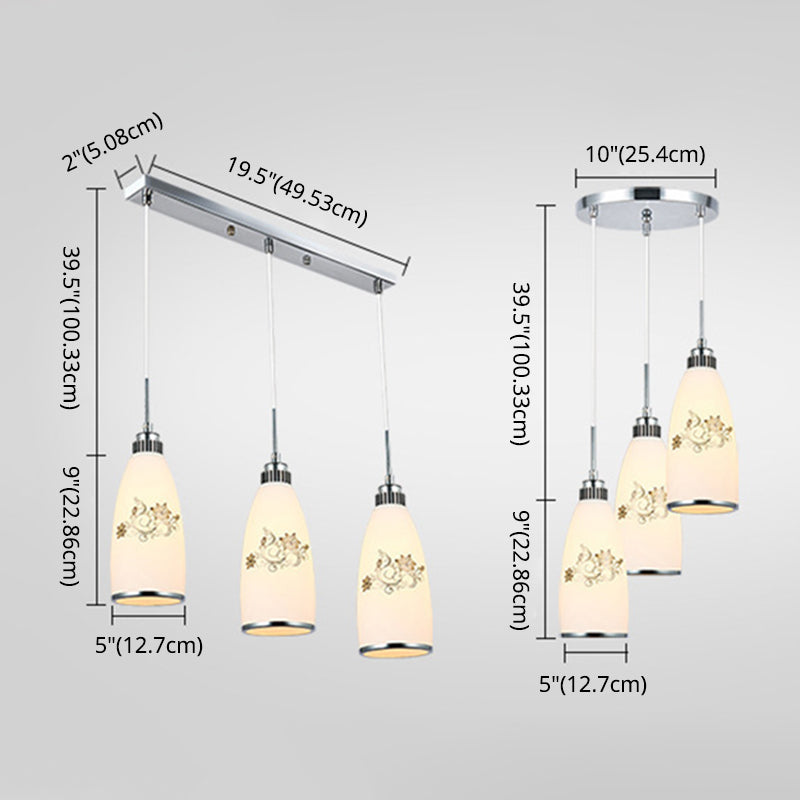 3 bottiglie di luci a ciondolo multi chiaro moderno moderno semplice vetro bianco appeso per il ristorante