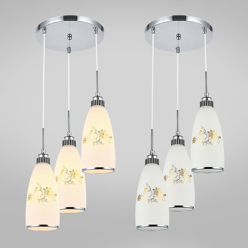 3 lumières Bouteille Multi Light Pendant Modern Simple White Glass Hanging Light pour le restaurant