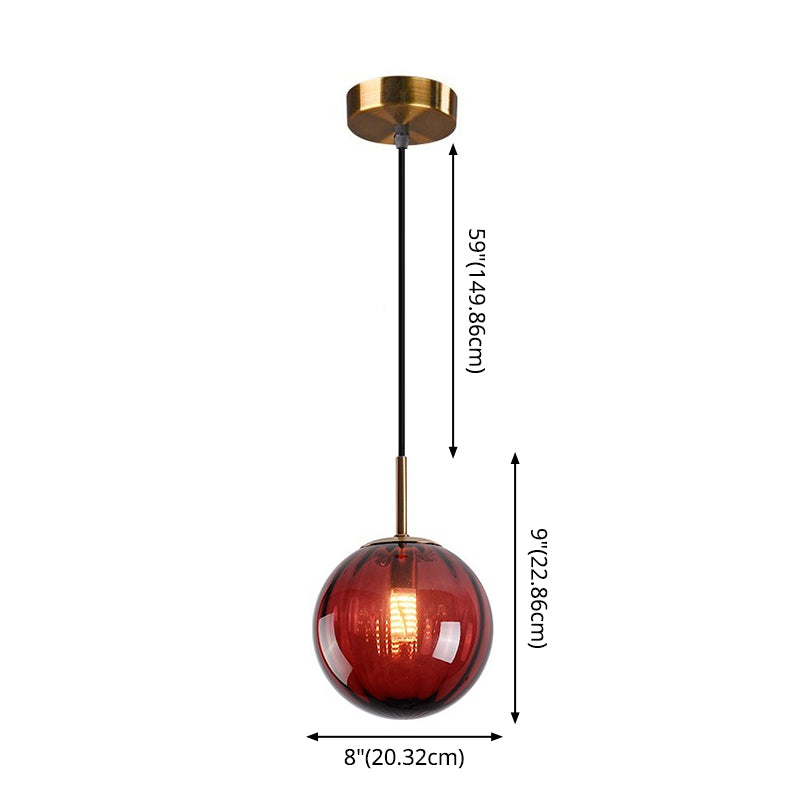 1 Light Round Hanging Ceiling Lights Post-Modern Water Glass Hanging Light Fixtures for Restaurant