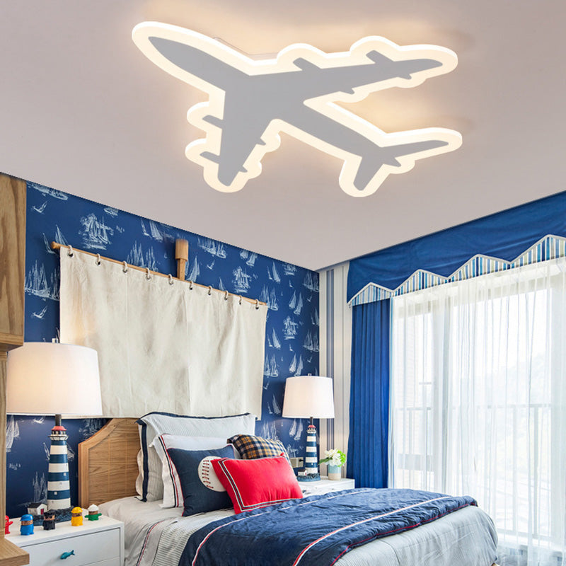 White Airplane Flush-Mount Light Fixture Minimalist LED Acrylic Ceiling Flush Mount Light