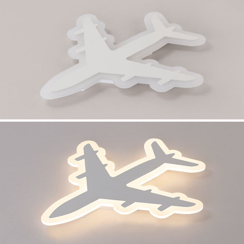 White Airplane Flush-Mount Light Fixture Minimalist LED Acrylic Ceiling Flush Mount Light