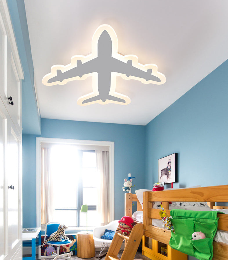 White Airplane Flush-Mount Light Fixture Minimalist LED Acrylic Ceiling Flush Mount Light