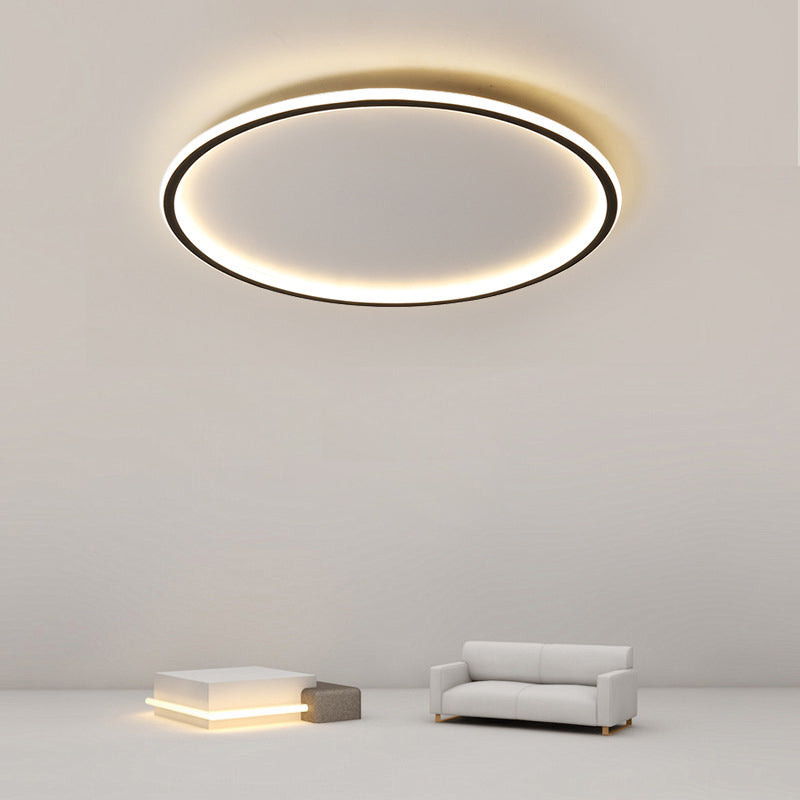 Circle Close to Ceiling Lighting Simple Style Acrylic LED Bedroom Flush-Mount Light Fixture in Black