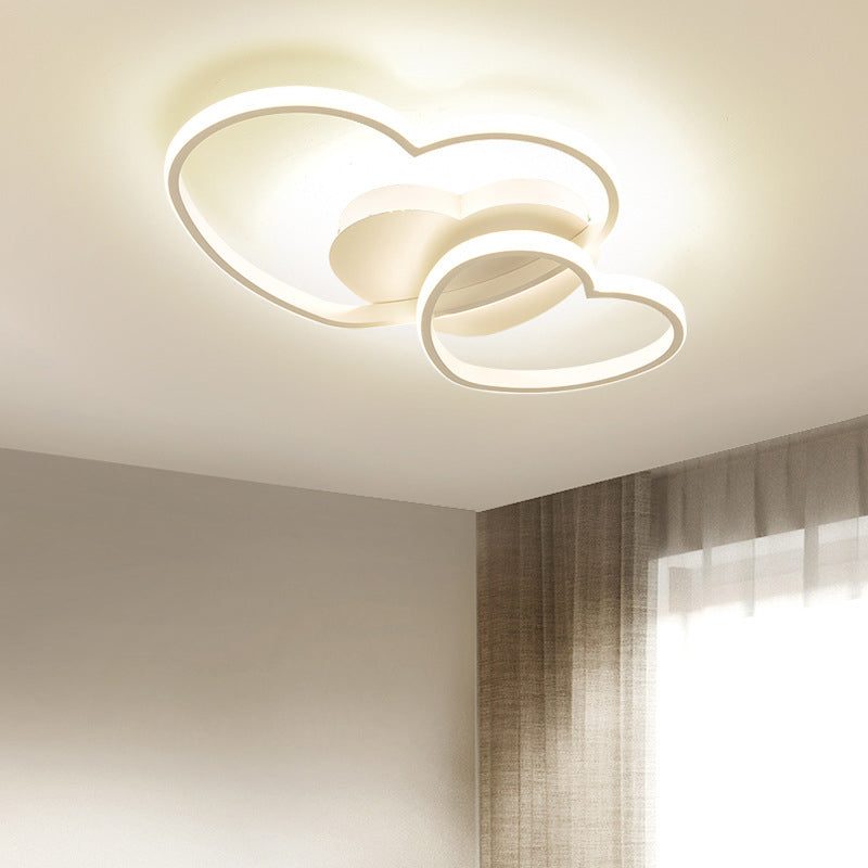 Metal Heart-Shape Flush Mount Lighting Modern Style LED Ceiling Mount Light Fixture