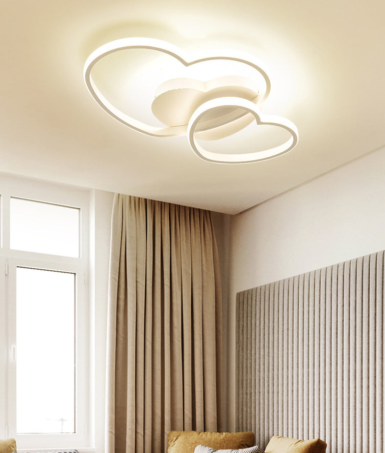 Metal Heart-Shape Flush Mount Lighting Modern Style LED Ceiling Mount Light Fixture