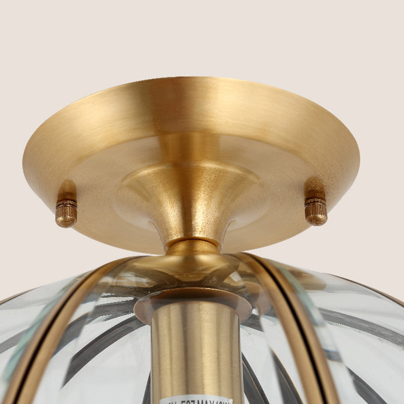 Brass Beveled Close To Ceiling Lighting Fixture Traditional Glass Aisle Ceiling Mounted Fixture