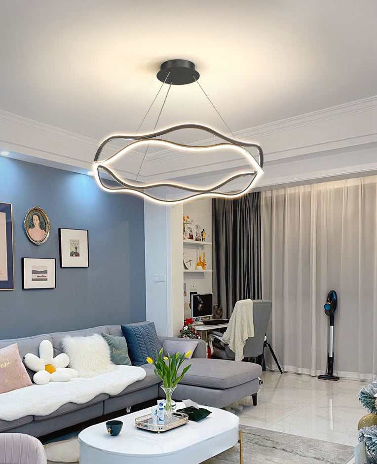 Waving Living Room Chandelier Lamp Metal Simplicity Style Chandelier Lighting Fixture