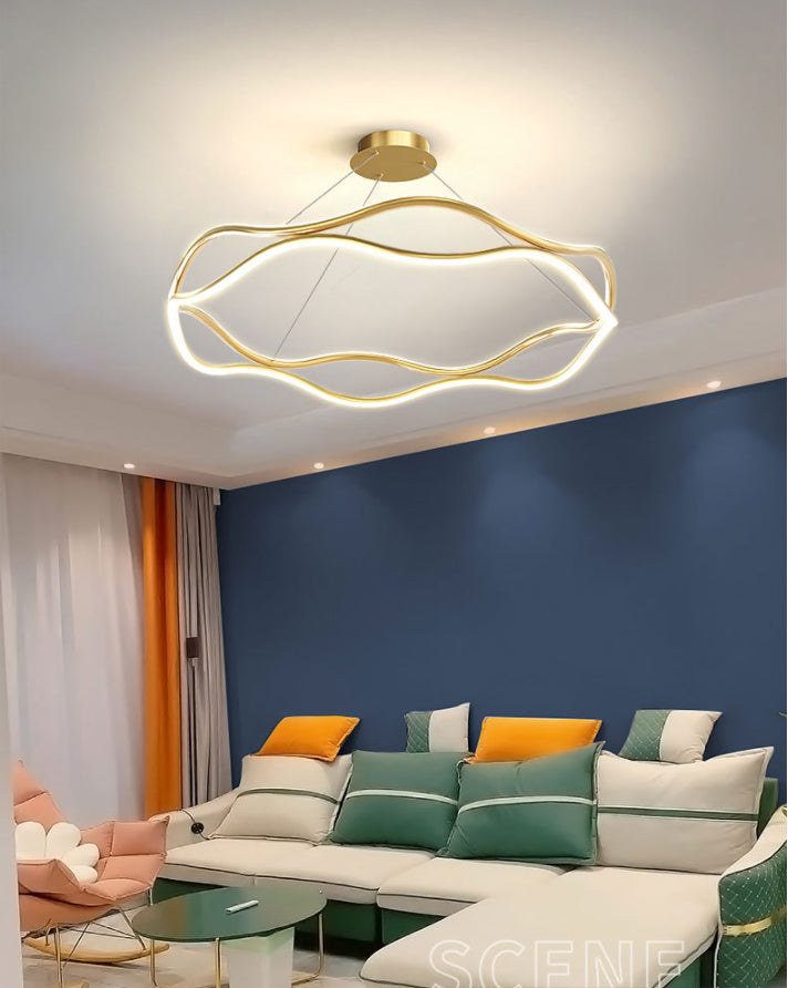 Waving Living Room Chandelier Lamp Metal Simplicity Style Chandelier Lighting Fixture