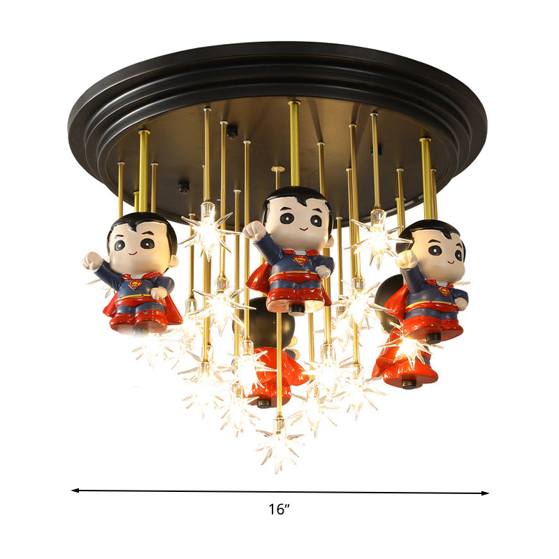 Kids Starry Flush Mount Light Clear Blown Glass 5/6 Lumière Chambre Red Ceiling Lighting with/without Remote Control